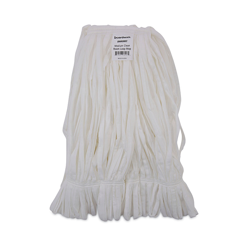 Boardwalk Mop Head, Looped, Enviro Clean With Tailband, Medium, White, 12/Carton (BWK8002)