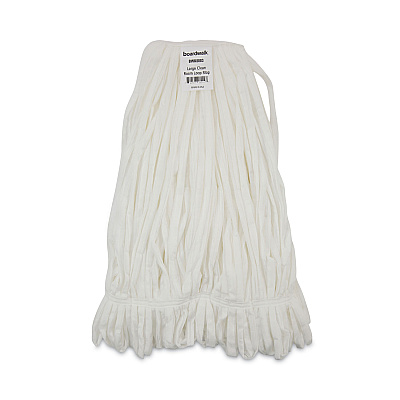 Boardwalk Mop Head, Looped, Enviro Clean With Tailband, Large, White, 12/Carton (BWK8003)