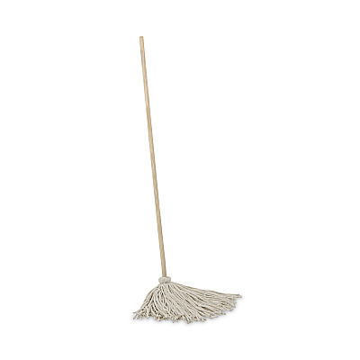 Boardwalk Cotton Deck Mop, #24 White Cotton Head, 50" Wood Handle, 6/Carton (BWKCD50024S)