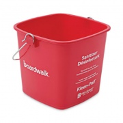 Boardwalk Sanitizing Bucket, 6 qt, Plastic, Red, 8" dia (KP196RD)