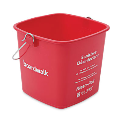 Boardwalk Sanitizing Bucket, 6 qt, Plastic, Red, 8" dia (BWKKP196RD)