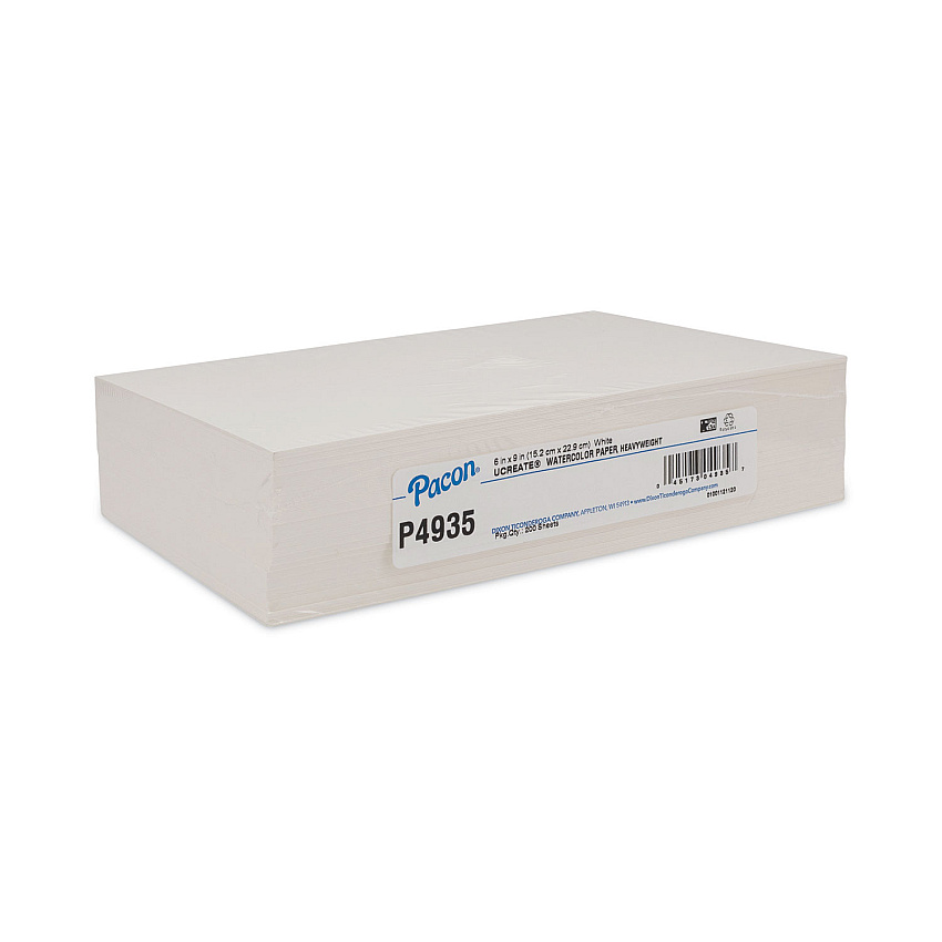 Pacon UCreate Watercolor Paper, 90 lb Text Weight, 6 x 9, 200/Pack (PACP4935)