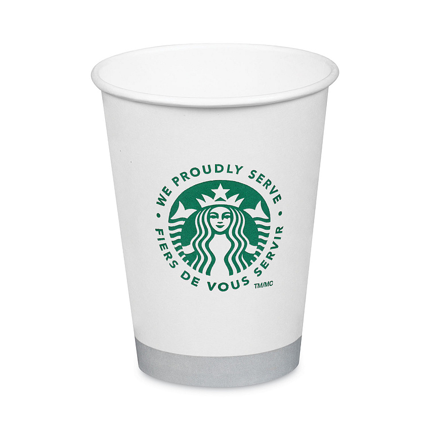 Hot Cups, 12 oz, White with Green Starbucks Logo, 1,000/Carton (SBK11098806)