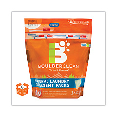 Boulder Clean Laundry Detergent Packs, Valencia Orange, 34/Pouch, 6 Pouches/Carton (BCL003700CT)
