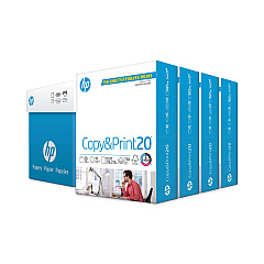 HP CopyandPrint20 Paper, 92 Bright, 20 lb Bond Weight, 8.5 x 11, White, 750 Sheets/Ream, 4 Reams/Carton (HEW200030)