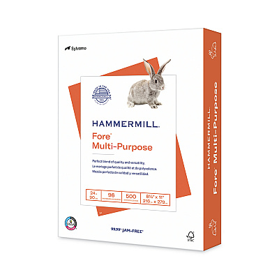 Hammermill Fore Multipurpose Print Paper, 96 Bright, 24 lb Bond Weight, 8.5 x 11, White, 500 Sheets/Ream (HAM103283RM)