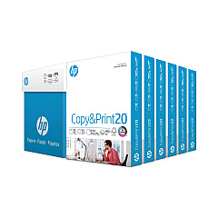 HP CopyandPrint20 Paper, 92 Bright, 20 lb Bond Weight, 8.5 x 11, White, 400 Sheets/Ream, 6 Reams/Carton (HEW200010)