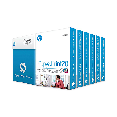 HP CopyandPrint20 Paper, 92 Bright, 20 lb Bond Weight, 8.5 x 11, White, 400 Sheets/Ream, 6 Reams/Carton (HEW200010)