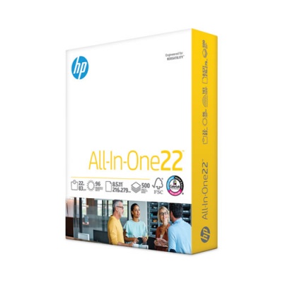 HP All-In-One22 Paper, 96 Bright, 22 lb Bond Weight, 8.5 x 11, White, 500/Ream (207010)