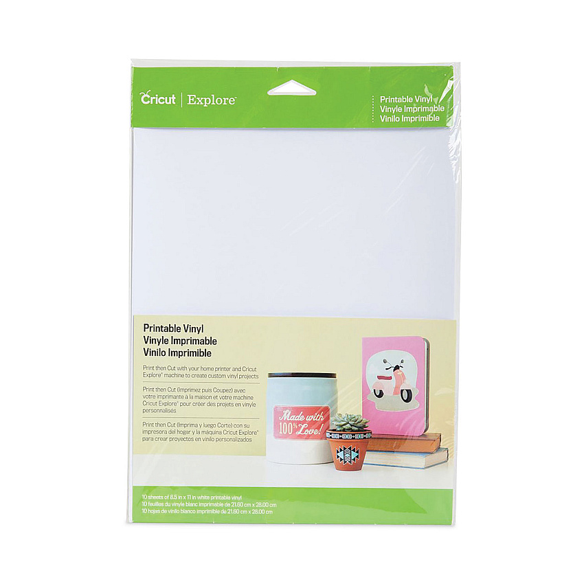 Cricut Explore Printable Vinyl, 8.5 x 11, White, 10/Pack (CCU2002636)