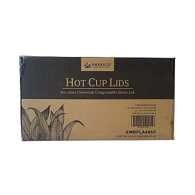 Emerald Plant to Plastic Fully Closed PLA Hot Cup Lid, Fits 8 oz to 20 oz, White, 50/Pack, 20 Packs/Carton (DFDPME01099)