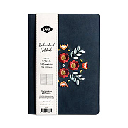 Denik Vegan-Suede Layflat Hardbound Journal, Evelyn's Floral Bouquet, College Rule, Dark Blue/Multicolor Cover, (72) 8 x 5.5 Sheets (DNKAHBC550L)