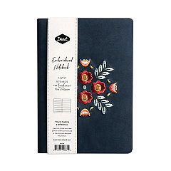 Denik Vegan-Suede Layflat Hardbound Journal, Evelyn's Floral Bouquet, College Rule, Dark Blue/Multicolor Cover, (72) 8 x 5.5 Sheets (DNKAHBC550L)