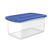 Bankers Box Latch Lid Storage Bin, 22.38" x 14.19" x 10.63", Clear/Blue (FEL86101)