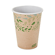 Dixie EcoSmart Recycled Fiber Hot/Cold Cups, 12 oz, Kraft/Green, 50/Sleeve, 20 Sleeves/Carton (DXE2342R)