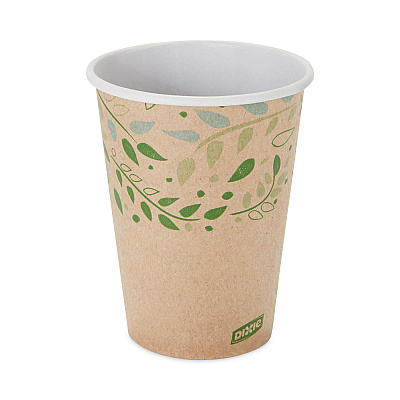 Dixie EcoSmart Recycled Fiber Hot/Cold Cups, 12 oz, Kraft/Green, 50/Sleeve, 20 Sleeves/Carton (DXE2342R)