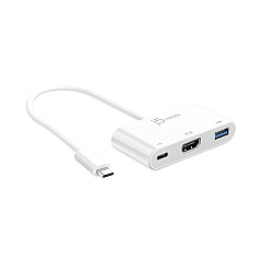 j5create USB-C to HDMI/USB Adapter, 7.87", White (JCRJCA379)
