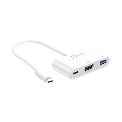 j5create USB-C to HDMI/USB Adapter, 7.87", White (JCRJCA379)