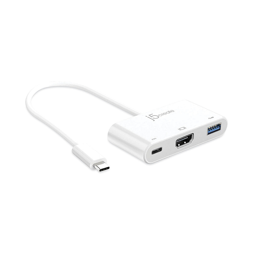 j5create USB-C to HDMI/USB Adapter, 7.87", White (JCRJCA379)
