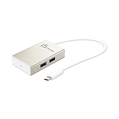 j5create USB-C Hub, 4 Ports, Silver (JCRJCH343US)
