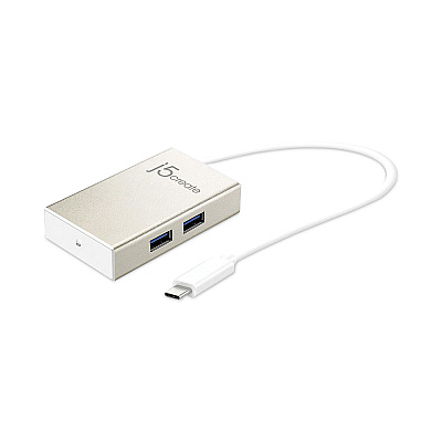 j5create USB-C Hub, 4 Ports, Silver (JCRJCH343US)