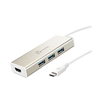 j5create USB-C Hub and 4K HDMI, 3 Ports, Silver (JCRJCH451)