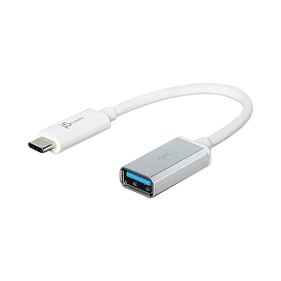 j5create USB-C to USB Adapter, 4", Silver/White (JCRJUCX05US)