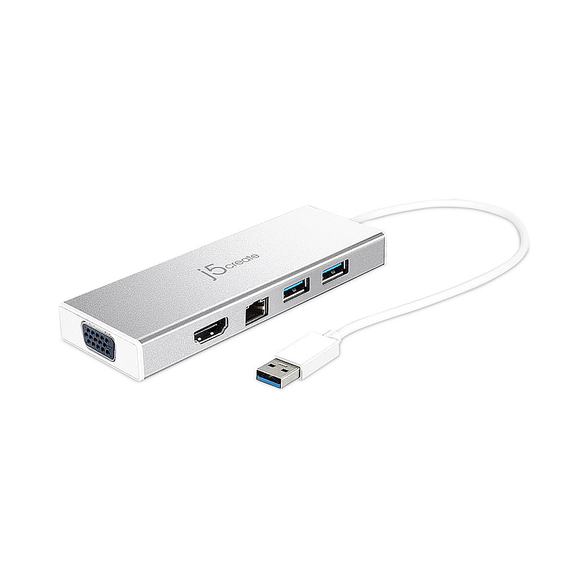 j5create Dual Monitor Docking Station for PC/Mac, Silver (JCRJUD380)