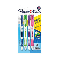 Paper Mate Clear Point Mechanical Pencil, 0.7 mm, HB (#2), Black Lead, Assorted Barrel Colors, 4/Pack (PAP2087147)