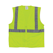 PIP ANSI Class 2 Four Pocket Zipper Safety Vest, Polyester Mesh, 3X-Large, Hi-Viz Lime Yellow (PID302MVGZ4PLY3)
