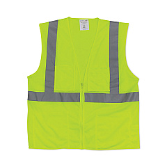 PIP ANSI Class 2 Four Pocket Zipper Safety Vest, Polyester Mesh, 3X-Large, Hi-Viz Lime Yellow (PID302MVGZ4PLY3)