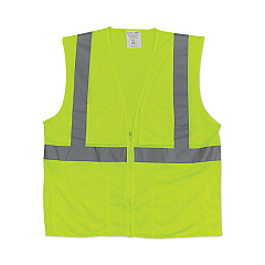 PIP ANSI Class 2 Two-Pocket Zipper Mesh Safety Vest, 2X-Large, Hi-Viz Lime Yellow (PID3020702ZLY2X)