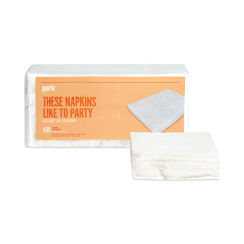 Perk Luncheon Napkins, Embossed, 1-Ply, 10 x 13, White, 400/Pack (PRK28584)
