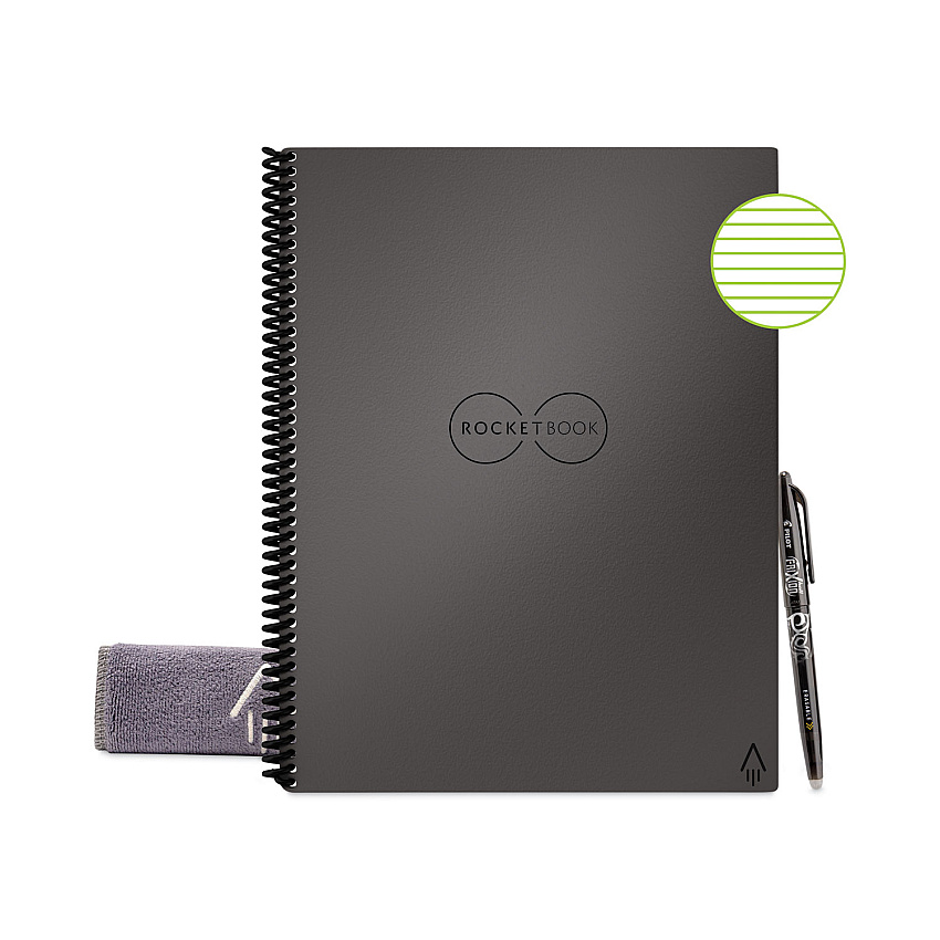 Rocketbook Core Smart Notebook, Medium/College Rule, Gray Cover, (16) 11 x 8.5 Sheets (RKBEVR2LRCCIG)