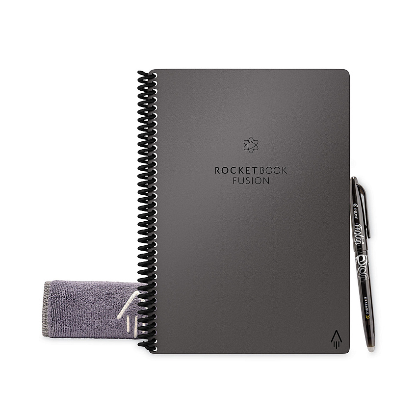 Rocketbook Fusion Smart Notebook, Seven Assorted Page Formats, Gray Cover, (21) 8.8 x 6 Sheets (RKBEVRFERCCIGFR)