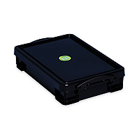 Really Useful Box 4.23 Qt. Latch Lid Storage Tote, 15.55" x 10.04" x 3.46", Solid Black (RUA4BKPK4)