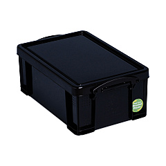 Really Useful Box 9.51 Qt. Latch Lid Storage Tote, 15.55" x 10.04" x 6.1", Solid Black (RUA9BKPK4)