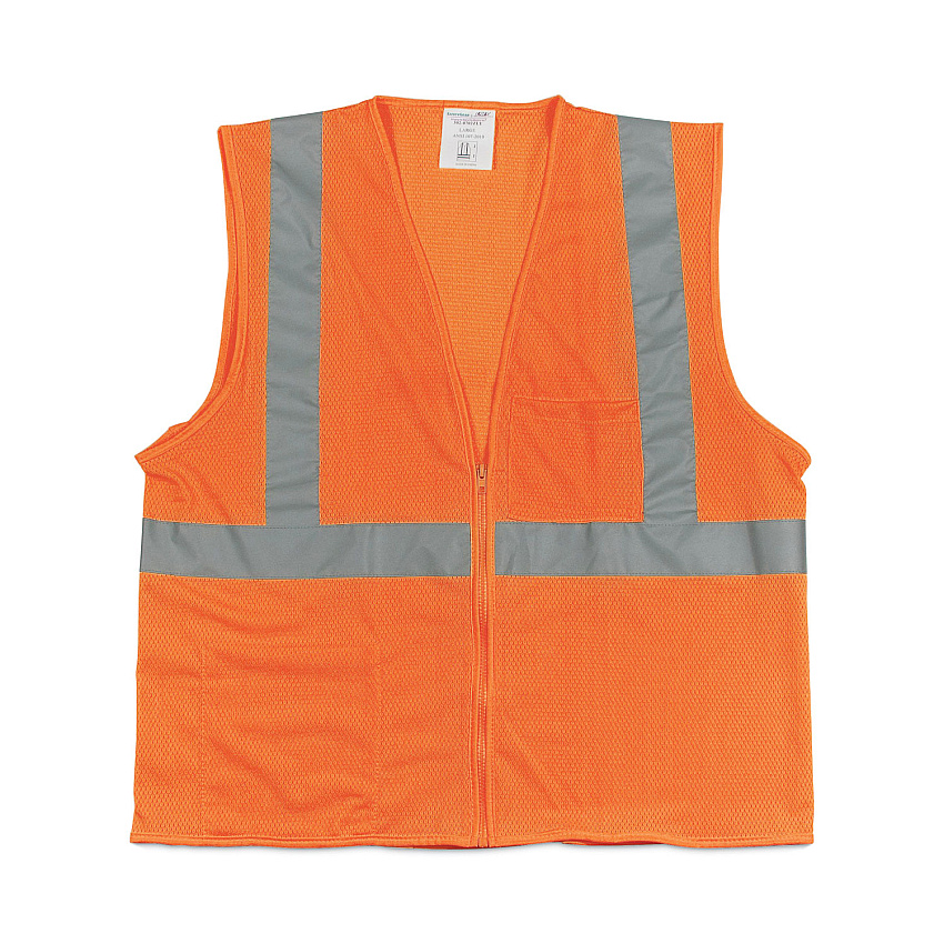 PIP ANSI Class 2 Hook and Loop Safety Vest, 2X-Large, Hi-Viz Orange (PID302MVGOR2X)