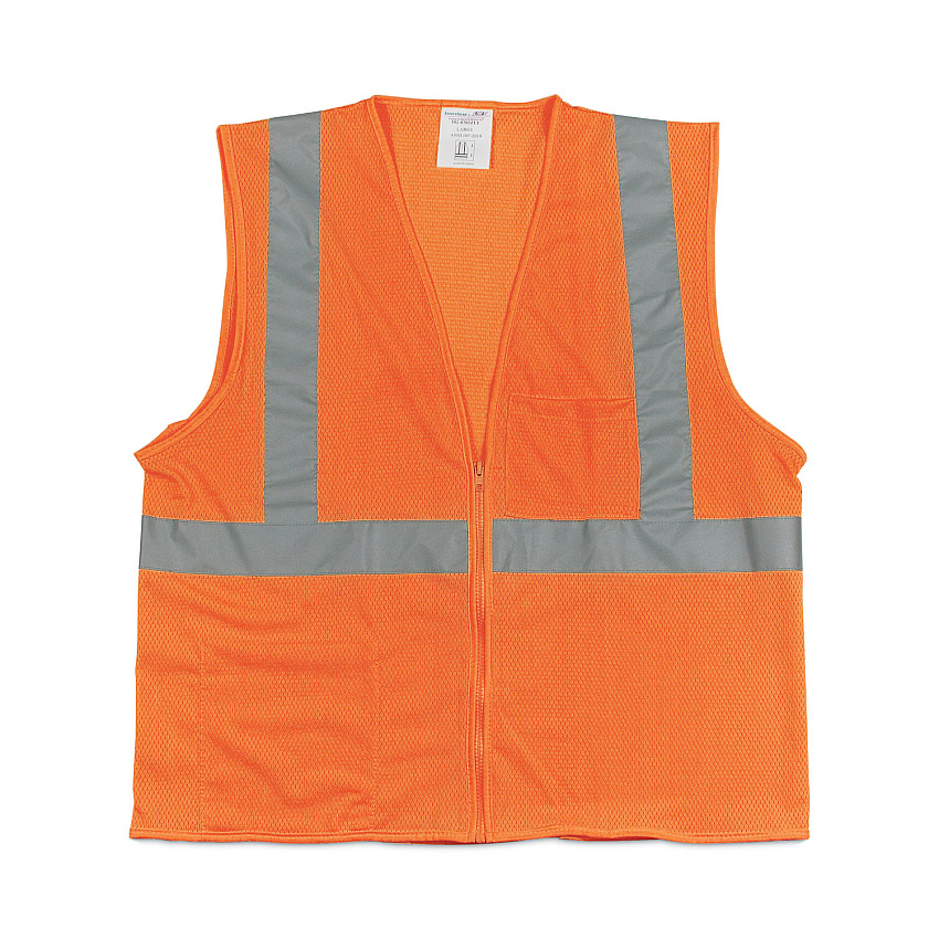 PIP Zipper Safety Vest, Large, Hi-Viz Orange (PID302MVGZORL)