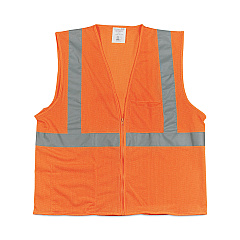 PIP ANSI Class 2 Two-Pocket Zipper Mesh Safety Vest, Polyester Mesh, Large, Orange (PID3020702ZORL)