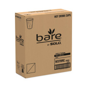 Solo Bare Eco-Forward Recycled Content PCF Wrapped Paper Hot Cups, 10 oz, Green/White/Beige, Individually Wrapped, 480/Carton (W370RC)