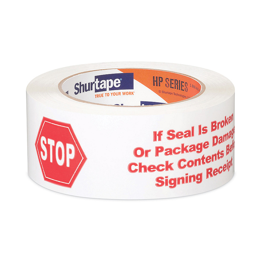 Shurtape HP 240 Packing Tape, 1.88" x 109.36 yds, White with Red Print, 36/Carton (SHU124152)