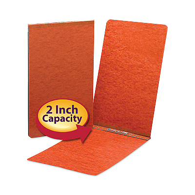 Smead Prong Fastener Premium Pressboard Report Cover, Two-Piece Prong Fastener, 2" Capacity, 8.5 x 14, Red/Red, 25/Box (SMD81732BX)