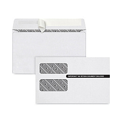 TOPS 1099 Self-Seal Security Tinted Double Window Envelope, Square Flap, Self-Adhesive Closure, 5.63 x 9.5, White, 100/Pack (TOP7535PS100)