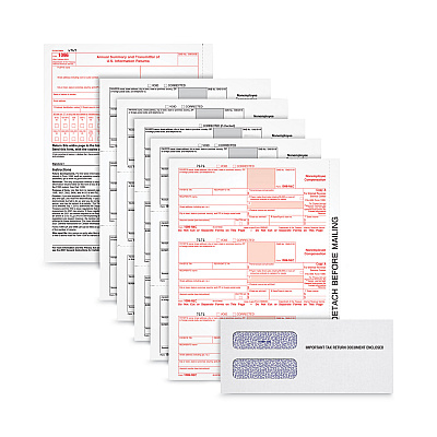 TOPS 1099-NEC Tax Forms, Fiscal Year: 2021, Five-Part Carbonless, 8.5 x 3.67, 3 Forms/Sheet, 100 Forms Total (LNEC5KITS)