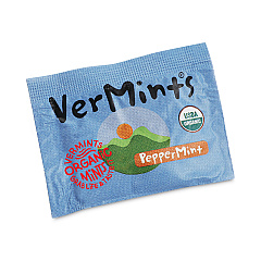 VerMints Organic Mints/Pastilles, Peppermint, 2 Mints/0.7 oz Individually Wrapped, 100/Box (VEMVNT00992)