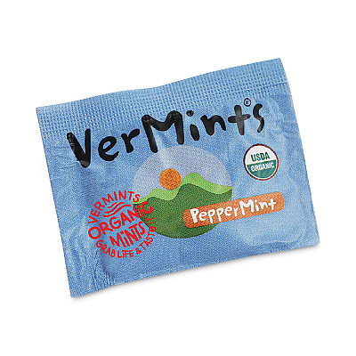 VerMints Organic Mints/Pastilles, Peppermint, 2 Mints/0.7 oz Individually Wrapped, 100/Box (VEMVNT00992)