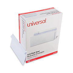 Universal Peel Seal Strip Security Tint Business Envelope, #10, Square Flap, Self-Adhesive Closure, 4.25 x 9.63, White, 500/Box (UNV36105)
