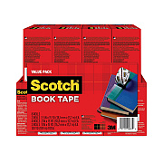 Scotch Book Tape Value Pack, 3" Core, (2) 1.5" x 15 yds, (4) 2" x 15 yds, (2) 3" x 15 yds, Clear, 8/Pack (MMM845VP)