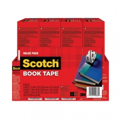 Scotch Book Tape Value Pack, 3" Core, (2) 1.5" x 15 yds, (4) 2" x 15 yds, (2) 3" x 15 yds, Clear, 8/Pack (845VP)